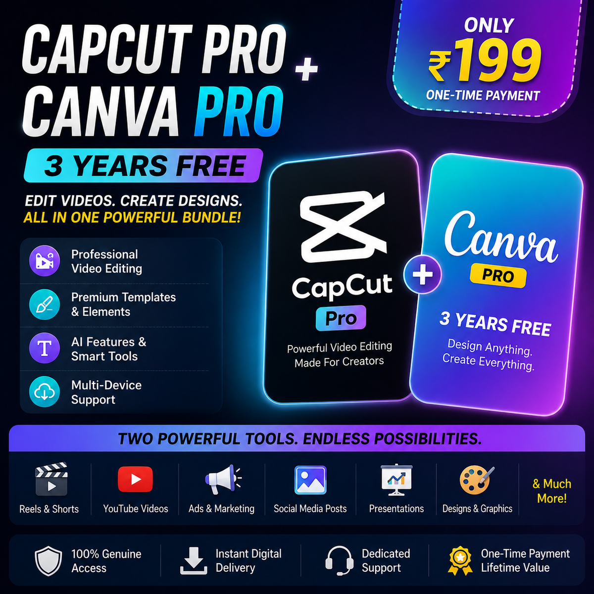 CapCut Pro + Canva Pro Bonus