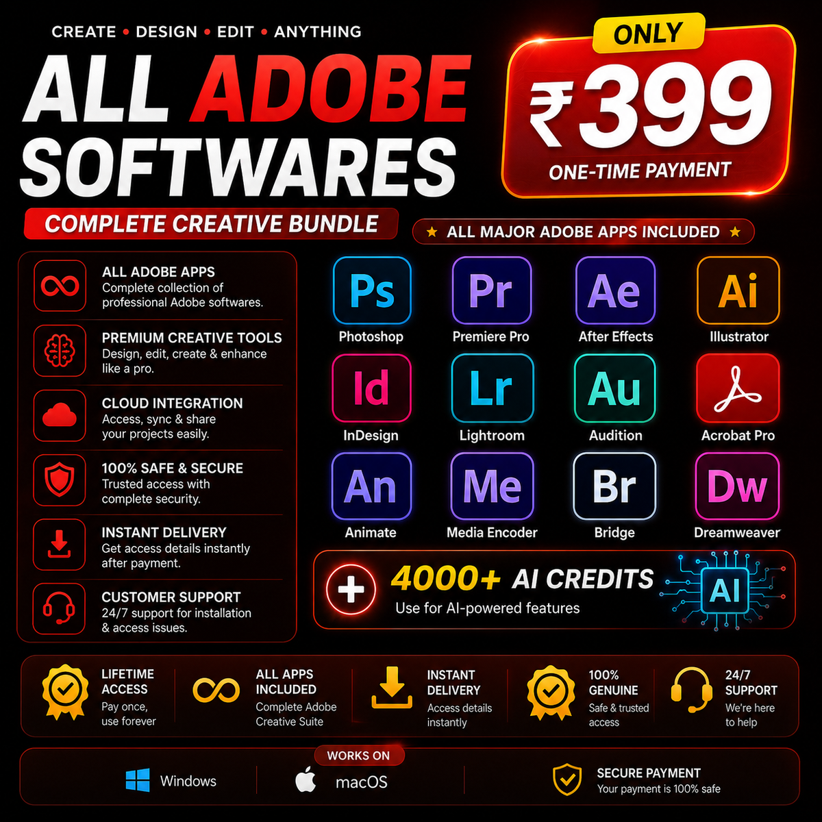 All Adobe Apps Bundle + 4000 AI Credits
